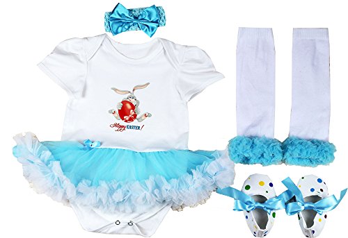 AISHIONY Baby Girl 1st Easter Egg Costume Outfit Newborn Party Dress 4PCS