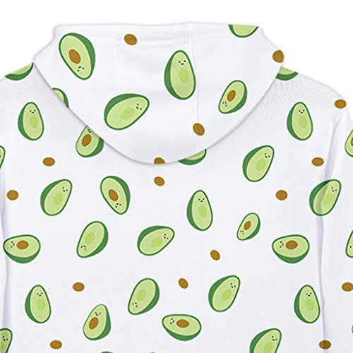 Lovers Womens Mens Avocado Printing Sweatshirt Long Sleeve Hoodie Blouse o-Neck Casual Thick Hooded Tops for Autumn Winter (White, M) - Thumbnail 6