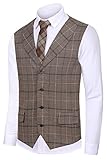 Hanayome Men Waistcoat Collar Sleeveless Slim Fit Jacket Business Suit Vests VS33,Brown 1,XL(US Tag Chest 48