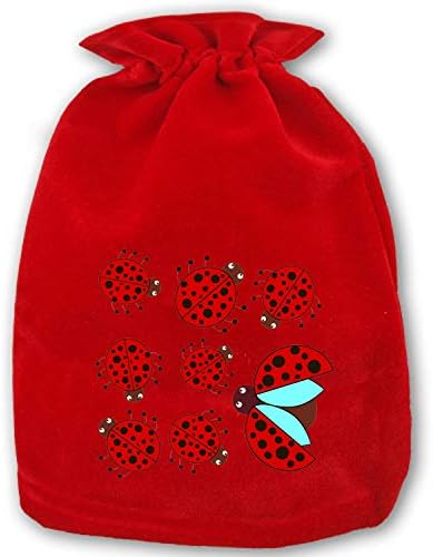 Cute Ladybird Christmas Drawstring Gift Bags Santa Sack Backpack for Party Favors and Candy