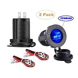 YONHAN Cigarette Lighter Socket 12V Power Outlet Receptacle with Blue LED for Car Marine Motorcycle Scooter RV and More, 2-Pack