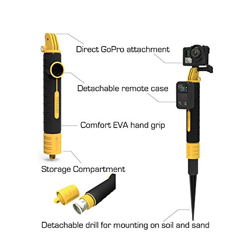 WoCase OceanPole (Pro Edition) GoPro Handle Floating Hand Grip for GoPro HERO4 HERO3+/3/2/1 Cameras for ALL water sports (Scuba Diving /Storage Compartment/Lost Preventing Wrist strap/Portable with Carabiner)