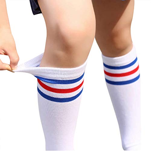 Kids Baby Cotton Knee Thigh High Socks Three Stripes Sport Soccer Uniform Tube Stocking