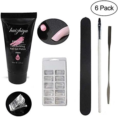 New Polygel Kit, Polygel Trial Kit Including Acrylic Polygel Tips, Clips, Brush, File, Nail Gel(30ml) and Spatula. Polygel Nail Builder Kit Tool Set for Nail Art (Nude Pink)