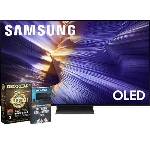 Samsung 65 inch OLED 4K S90F Smart TV (2025) Vision AI, OLED HDR+, Glare-Free Bundle with CPS Exclusive 1-Year Protection & Deco Gear Complete Home Theater Beginner's Guidebook