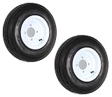 2PCS 8" White Spoke Trailer Tires & Rims 4.80-8 White Wheels Tire Mounted (4x4) Bolt Circle
