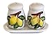 Lemon Design Salt and Pepper Shakers with Stand