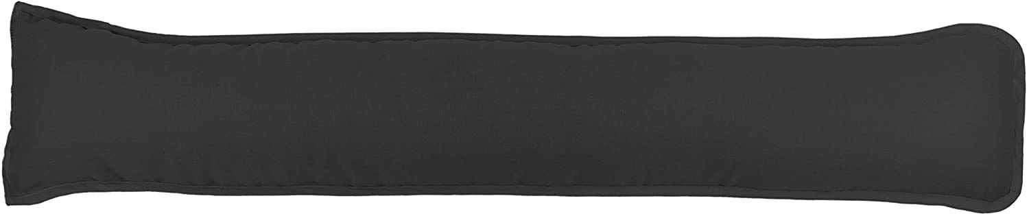 Pavla-Outlet Plain Dyed Fabric Draught Excluder Hollowfibre Filled Draught Stopper Cushion Bottom of Door/Window Draft Guard/Energy Saver Draft Insulator - 90x18cm (Black, Pack of 1)