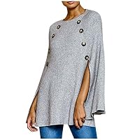 Riverdalin Women Fashion Knitted Tops Crewneck Long Sleeve Loose Solid Shirts Blouse Sweater Gray