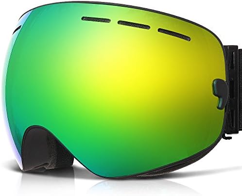 Snowboarding Goggles , ZABERT Ski Snowboard Goggles For Women Men Youth - Over Glasses OTG , Double Lens Anti Fog , Frameless , Interchangeable Lens ,Black Gold