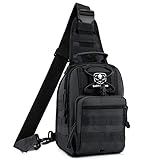 EDC Molle Sling Bag, Barbarians Military Shoulder Sling Backpack Chest Pack Bag Satchel Black
