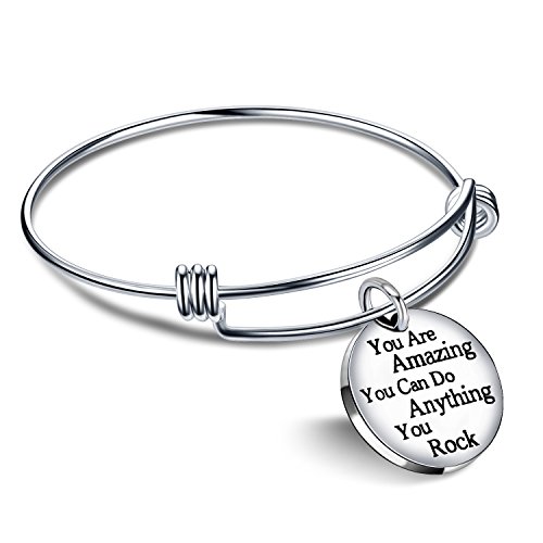 lauhonmin Bangle Bracelets Jewelry for Women Mens Birth Gift You are Amazing You Can Do Anything You Rock