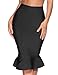meilun Women's Rayon Vintage Bandage Bodycon Peplum Mini Skirt (Large, Black ham)