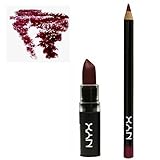 NYX Siren Lipstick and Plum Lip Pencil Liner (Bundle of 2 items) - Perfect Pairing Collection