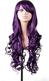 Ushoppingcart 32" 80cm Long Hair Heat Resistant Spiral Curly Costume Wig for Cosplay Party with Free Wig Cap (Purple)