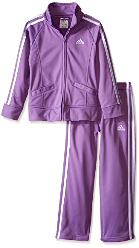 adidas Little Girls' Tricot Zip Jacket and Pant Set, Purple Basic, 5