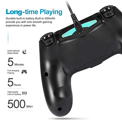 Maliralt PS4 Wireless Controller, LP18 DualShock 4 Bluetooth Wireless Controller for Playstation 4, Rechargeable PS4 Gamepad with Touch Pad, Light Bar and 3.5m Audio Jack - Black (Third Party Made) - Thumbnail 4