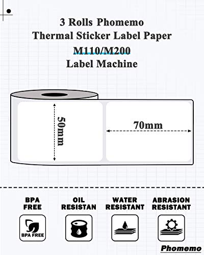 Phoeo 110 200 Label, Self-Adhesive Theral Label,1.57"x1.18"(40x30), Copatible With