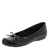 safeTstep Slip Resistant Women's Black Women's Sasha Quilt Bow Flat 8.5 Regular