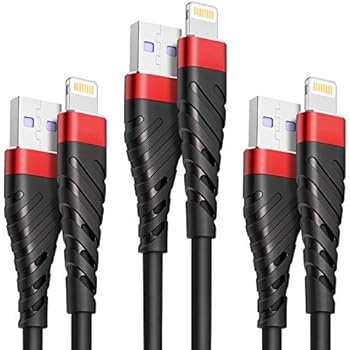 3Pack 6Ft Charger Cable for Long 6 Foot iPhone Charger Cord, Data Sync Fast iPhone USB Charging Cable Cord Compatible with iPhone X Case/8/8 Plus/7/7 Plus/6/6s Plus/5s/5,iPad Mini Case, Black
