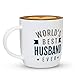 Triple Gifffted World’s Best Husband Coffee Mug & Socks Gift Set – Birthday, Christmas, Valentine’s, Father’s Day, Anniversary Gift for Him – Ceramic Cup 380ml