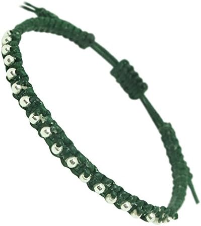 NA RIN Handmade Silver Bracelet Men Women Green Waxed String Buddha Fashion