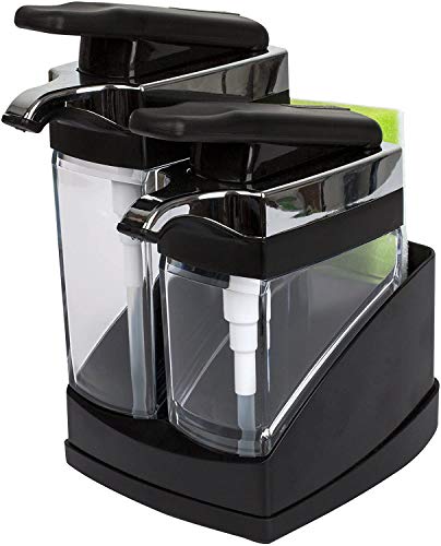 Casabella Sider Duo Spülbecken mit Schwamm, Schwarz und verchromt, Schwarz
