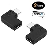 USB C Angle Adapter [2 Pack] 90 Degree USB C Type C Male to Female Adapter, Right & Left Angled USB-C USB 3.1 Type-C Extension for Laptop & Tablet (USB-C 90 Deg Left/Right, Black)
