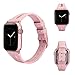 Wearlizer Womens Rose Pink Leather Compatible with Apple Watch Bands 42mm 44mm 45mm 49mm for iWatch Special Triangle Hole Strap Wristband Sport Replacement Bracelet Series SE Ultra 8 7 6 5 4 3 2 1