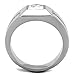 Marimor Jewelry Men's Stainless Steel 316 Cushion Cut Cubic Zirconia Flush Setting Ring Size 10