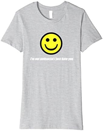 Womens I'm not Antisocial Humorus Funny T shirt Small Heather Grey
