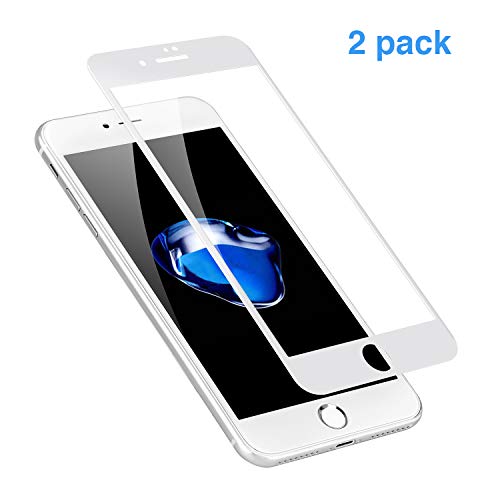 iPhone 7 Screen Protector Tempered Glass Full Coverage White, 2 Pack 3D Edge Screen Protector Film for iPhone 7 8, by C conveyor