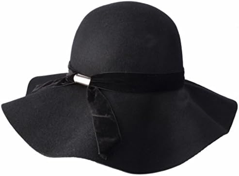 COL DOM New England Retro Eaves Hat Ladies Autumn And Winter Wild Jazz Hat Hat Felt Hat black