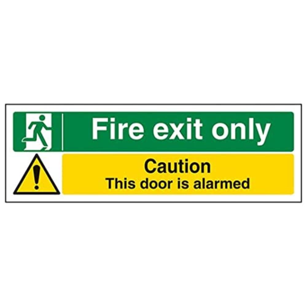 V Safety Eco Friendly Fire Exit - Fire Exit Only/Door Alarmed - 300 X 100mm
