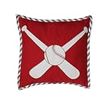 Bacati - Muslin Sports Toddler Bedding (Dec Pillow, Baseball Red/Grey)