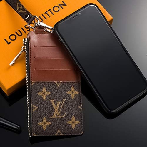 kjelaeg iPhone Xs Max Case, Luxury Vintage Designer Trunk TPU Leather Case for iPhone Xs Max Retro Monogram with Card Slot Coin Pocket Brown
