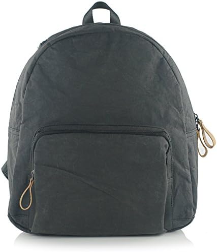 UER Men Women Classic Handcraft Washable Kraft Paper Zipper Backpack School Bag Loptop Bag (black)