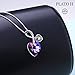 Swarovski Element Necklace Cupid's Arrow Love Heart Pendant Necklace for Women, Birthday Birthstone Jewelry Gifts for Girl, Amethyst Purple Pink Heart Crystal Necklace