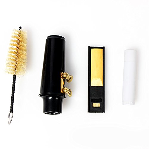 Andoer Alto Sax Saxophone Mouthpiece with Cap Metal Buckle Reed Cork Grease Reed Case Cleaning Brush