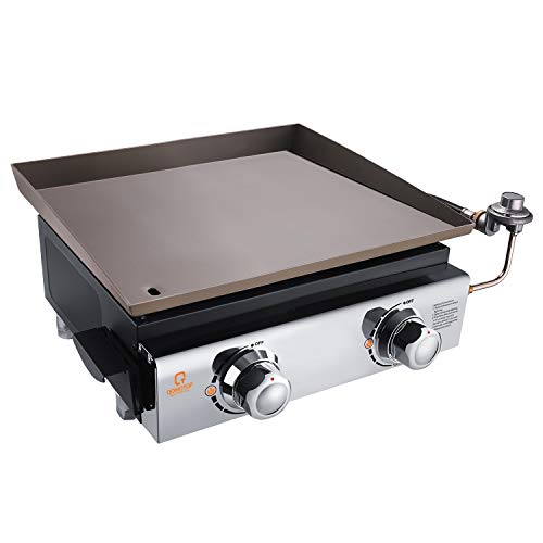 OT QOMOTOP 18inch Gas Griddle, Outdoor Flat Top Grill, 2 Burners