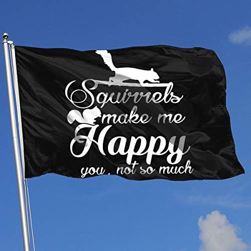 JQDAPaflag Squirrels Make Me Happy Breeze Flag 3 X 5-100% Polyester Single Layer Translucent Flags 90 X 150CM - Banner 3' X 5' Ft