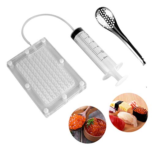 Gimify Caviar Maker Box, Spherification Dropper | Molecular Gastronomy Kit | 96 Holes Roe Sauce Dispenser Strainer Tools with Spoon & Syringe
