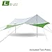 Naturehike Lightweight Camping Tarp Shelter Beach Tent Sun Shade Awning Canopy with Tarp Poles, Portable Waterproof Sun-proof 204.7x181/157.5x137.8 for Hiking Fishing Picnic (Green&Grey-L)