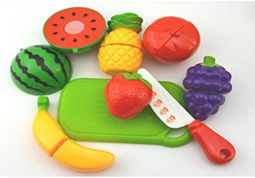 Emorefun Toys 8PCS Plastic Cutting Fruits Set Play Food Set for Pretend Play Educational Puzzle Learning Plastic Toy Satety