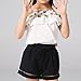 Budermmy Girls' Crop Tops Off-shoulder Lace Flower Casual Blouse