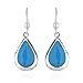 Chuvora 925 Sterling Silver Reconstructed Turquoise Gemstone Pear Tear Drop Dangle Earrings for Women
