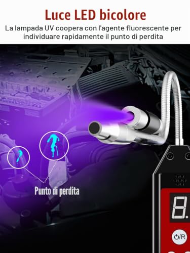 WJL-6000PRO Refrigerant Gas Detector with LED Light, Portable, Leak Control, HVAC Freon Leak Tester for Car Air Conditioning
