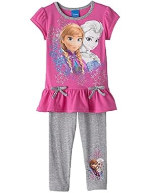 Frozen Toddler Little Girls' Bow Top & Leggings Set (3T)
