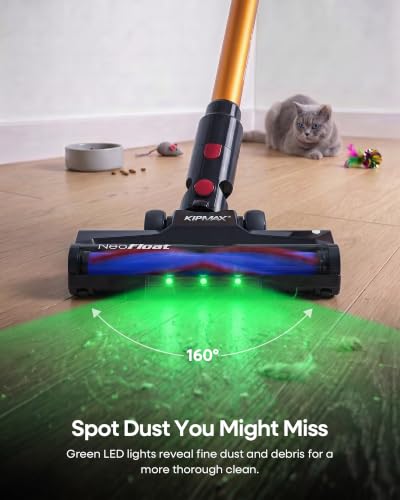 KIPMAX Cordless Vacuum Cleaner, 45KPa 450W Stick Vacuum for Pet Hair & Hardwood/Carpet, Lightweight Vacuum Cleaners, 55Min Runtime Self-Standing Anti-Tangle, Aspirateur Balai Sans (X10)