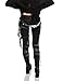 Refuse to be Usual Women's Ultra Long Tie Dye Gothic Punk Leggings Black Large